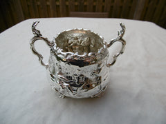 1869 beautiful rare Teniers style silver bowl, great detail 170g