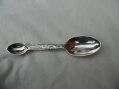 1872 rare silver Medicine spoon by George Adams lovely decoration