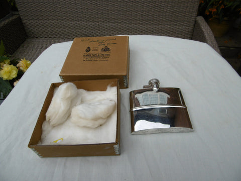 1940 fine Scottish silver hip flask by Hamilton and Inches in original box