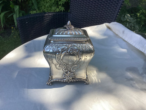 1761 really fine Georgian silver tea caddy by Peter Gillois great crests 360g
