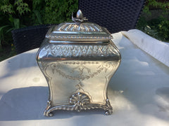1761 really fine Georgian silver tea caddy by Peter Gillois great crests 360g