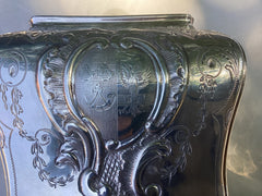 1761 really fine Georgian silver tea caddy by Peter Gillois great crests 360g