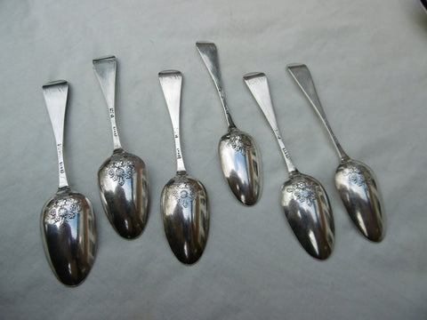 1760 fine set 0f Georgian picture back teaspoons Basket of Flowers great picture