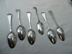 1760 fine set 0f Georgian picture back teaspoons Basket of Flowers great picture
