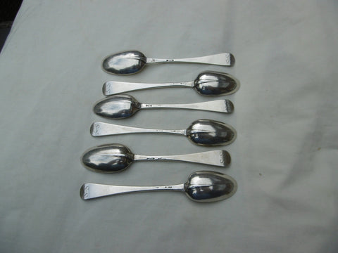 1730 rare set of 6 George 11 rat tail silver teaspoons