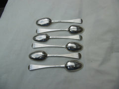 1730 rare set of 6 George 11 rat tail silver teaspoons