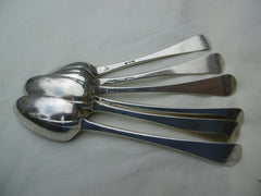 1730 rare set of 6 George 11 rat tail silver teaspoons