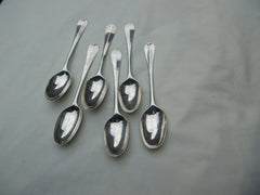 1730 rare set of 6 George 11 rat tail silver teaspoons