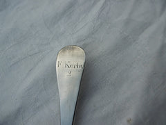 1780 rare Georgian Channel Islands Jersey tablespoon by G Mauger Regimental inscription