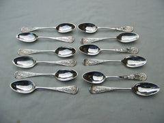 1750 beautiful set of 12 Georgian silver teaspoons with Cupid decoration 180g