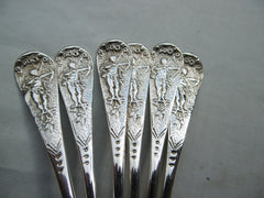 1750 beautiful set of 12 Georgian silver teaspoons with Cupid decoration 180g