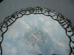 1760 fine Georgian Irish salver by William Homer with great Armorial crest 400g