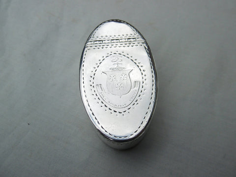 1800 rare Fine Irish silver snuff box by FBS wonderful Hamilton crest 76g