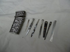 1750 fine  rare Georgian silver Etui with tools see photos