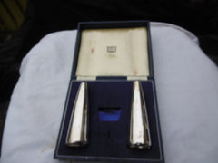 1955 very stylish large silver salt and pepper pots retailed by Harrods