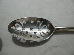 1755 lovely Georgian silver mote spoon by RP nice pierced decoration