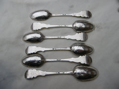 1760 fine set of 6 Georgian fancy teaspoons with Senius head 105g