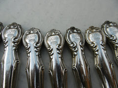 1840 fine set of 12 solid silver knives by Aaron Hadfield original blades 28cms long