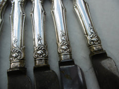 1840 fine set of 12 solid silver knives by Aaron Hadfield original blades 28cms long