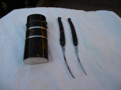 1820 fine Georgian silver mounted Tortoiseshell case containing two razors