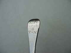 1713 rare Provincial rat tail tablespoon by William Webb of Winchester dated 1713